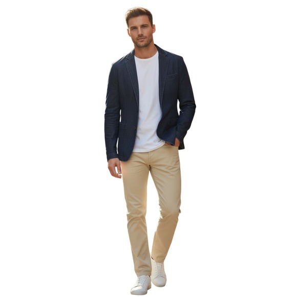 Hudson Men's Dark Wash Denim Blazer Navy Two Button Jacket Small NWOT